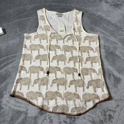 Lucky Brand новый с Ярлыками без рукавов верхний слон печать вышитый богемное отделка размер S $79 - Изображение 1 из 4
