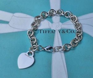 Authentisches seltenes Tiffany & Co schlichtes klobiges Armband mit Herzanhänger. - Bild 1 von 8