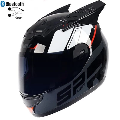 DOT Bluetooth Casco de Motocicleta Cara Completa Scooter Choque Moto Casco Bocina Foto 1 de 4