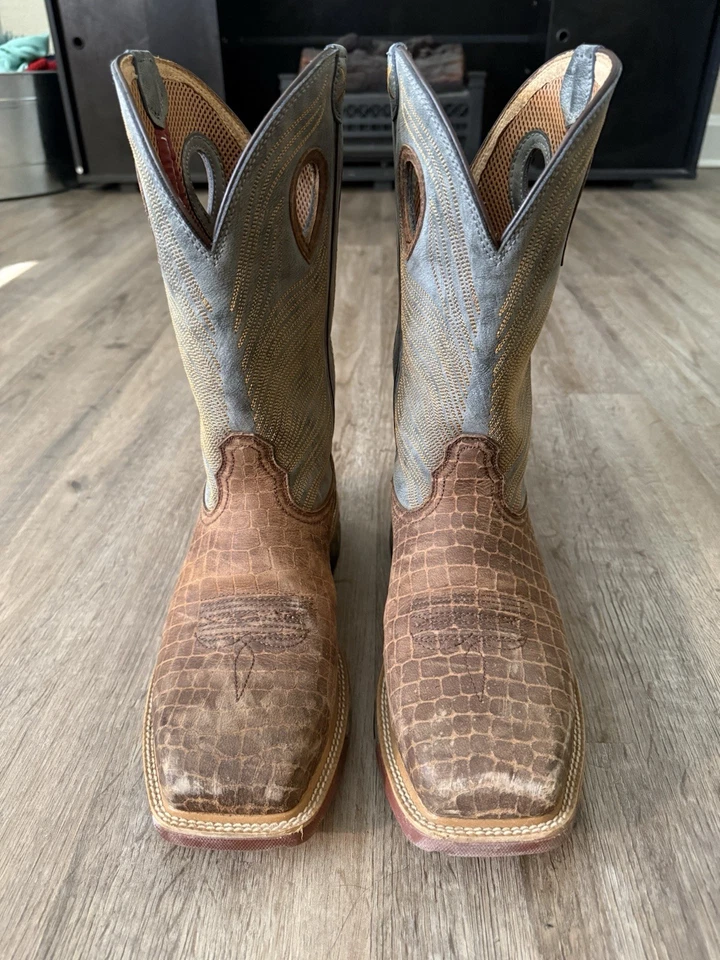 TWISTED X MENS BROWN CAIMAN AND GRAY CELL STRETCH SQUARE COMPOSITE TOE WORK BOOT - Image 1 of 4