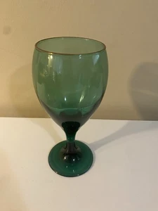 Vintage Teardrop Libbey Juniper Green With Gold Rim Wine Glasses - Picture 1 of 2