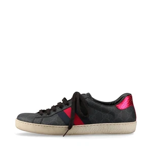 Gucci ACE PVC Sneakers 7 Men's Black 429445 GG Supreme Sherry Line There is a st - Picture 1 of 17