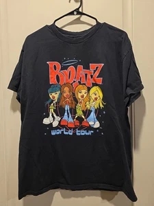 Bratz World Tour Black Graphic Shirt Girls Size Large 2001 World Tour - Picture 1 of 8