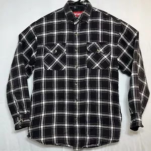 Wrangler Quilted Shirt Men's Small Blue Plaid Shackect Lined Chore Barn Trucker - Picture 1 of 13