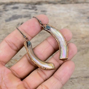 Pendientes colgantes electroformados con concha de abulón de cobre oferta del día de la mujer - Imagen 1 de 6
