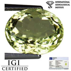 4.69 Ct IGI Certified Natural Beryl Gemstone Greenish Yellow Color Oval Cut - Picture 1 of 2