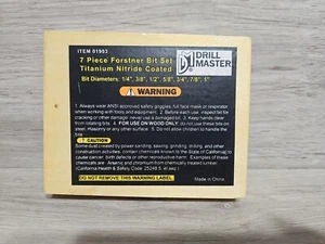 7pc Forstner BitTitanium Nitride Coated w/Wooden Storage Box Drill Master - Picture 1 of 4
