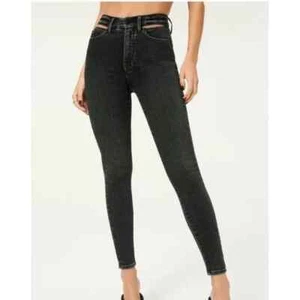 NWT, GOOD AMERICAN, Good Legs Ankle Skinny Jeans 0/25, Black, Slit Waistband - Picture 1 of 2
