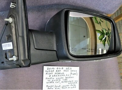 Espejo retrovisor para pasajero derecho Dodge Ram 1500 2500 2014-2018 OEM multifuncional sin usar Foto 1 de 4