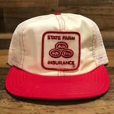 VTG Stare Farm Insurance Hat Snapback Trucker Cap Mens White Red USA Made - READ