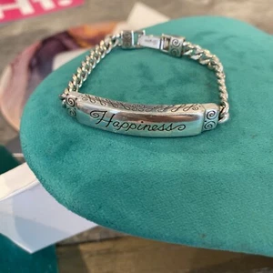 Brighton "Happiness” ID Style Bracelet Silver Plate 7” - Picture 1 of 5