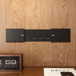 Recessed Power Strip with Dual Sliding Covers, 3 AU Outlets, 2 USB, USB-C - Picture 1 of 8