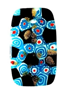 Millefiori Goldstone Lampwork Glass Focal Component Rectangle Bead Drop Pendant - Picture 1 of 4