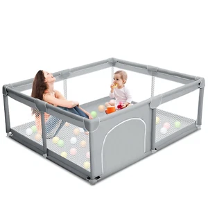 Baby Playpen Anti-Slip, Safe Play Yard Indoor & Outdoor Large Fence 50×50 (Gray) - Picture 1 of 7
