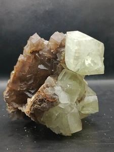 1.5kg Unique Natural Cubic Fluorite With Green Calcite Crystals Mineral Specimen - Picture 1 of 24