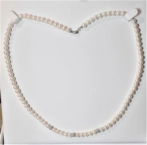Collana donna in perle con 3 palline oro bianco Tempio D'Oro DSP55M - Foto 1 di 2