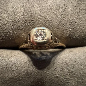ANTIQUE Victorian 14K White Gold Diamond Solitaire Ring Size 5.5 - Picture 1 of 12