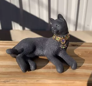 Lenox Miss Chievous #760027 Ebony Cat ,Cat Lying , 24 Karat Gold Crystals - Picture 1 of 6
