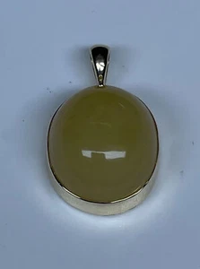 Vintage 14k Gelbgold mit Gold 16x14 mm Oval Gelb Fluorit Anhänger - Bild 1 von 8