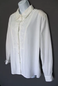 LAURA & JAYNE Collection Embroidered Bib Blouse Button Up Shirt VTG Women's 16 - Picture 1 of 7