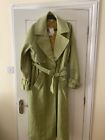 Free People ?Melia? Long Trench Coat - Green Check - Size Large - Nwot Rrp £228