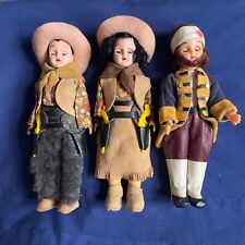 Vintage Cowboy And Cowgirl Carlson Dolls 8 Inches Sleepy Eyes Mobile Joints