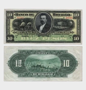 Mexico - El Banco De Hidalgo - 1902 - 10 Pesos - "aUNC" #CO5840 - Picture 1 of 6