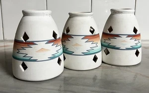 Vintage Southwestern Multi Color Ceiling Fan Sconces Ceramic TERRACOTTA Set Of 3 - Bild 1 von 9