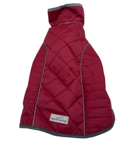 Eddie Bauer Quilted Red Pet Dog Coat Jacket Fleece Lined Warm Puffer Winter - Picture 1 of 8