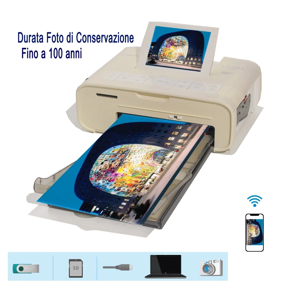 Stampante Foto Canon Selphy CP1300  Sublimazione USB SD WiFi PictBri Revisionato - Immagine 1 di 4