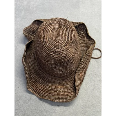 Sombrero de sol de rafia Scala Collectione con banda de cuero talla única Foto 1 de 4
