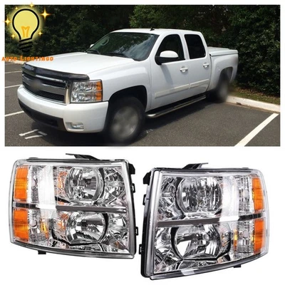 Headlight Assembly For 2007-2014 Chevy Silverado 1500 2500HD 3500HD Left+Right - Image 1 of 4