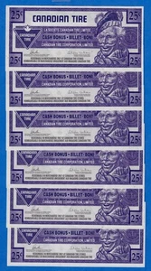 Canadian Tire Money 25 Cents 2014 - 6 Consecutive Serials CT#08 - Picture 1 of 4