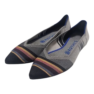Zapatos planos para mujer Rothy's The Point a rayas inversas talla 9,5 retirados raros - Imagen 1 de 7