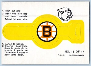 BOSTON BRUINS 1973-74 O-PEE-CHEE RING 1973-74 NO 11 EXMINT 94112 - Bild 1 von 2