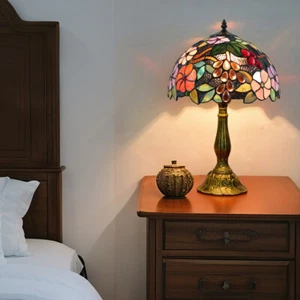 Luxury Retro Stained Glass Shade Table Lamp Tiffany Style Desk Lamp for Bedside - Picture 1 of 7