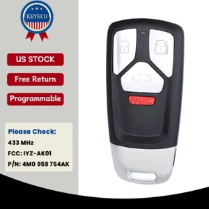 Mando a distancia inteligente para Audi A4 A5 Q7 Q5 TT 2017-2020 433 MHz 4M0 959 754AK/AF - Imagen 1 de 6
