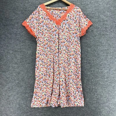 Secret Treasures Night Gown Women M Medium White Floral V-Neck Short Sleeve - Image 1 of 4