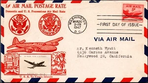 Scott C33 - 5 Cents Cargo Plane Crosby FDC Typed Address Planty C33-13 - Picture 1 of 2