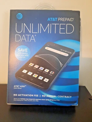 AT&T AXIA PREPAID UNLIMITED DATA DARK BLUE 16GB INTERNAL MEMORY 5 MP CAMERA NIB - Image 1 of 3