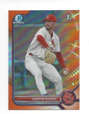 2022 Bowman Draft 1st Orange 12/25 Cooper Hjerpe #BD-95 St Louis Cardinals K608 - Image 1 of 2