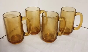 Set of 4 Vintage 1970s Amber Honey Glass Root Beer Mugs 5 1/2" Tall - Picture 1 of 6