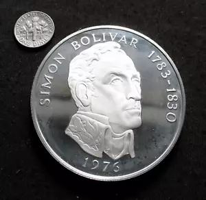 HUGE STERLING SILVER 0.925 COMMEMORATIVE 20 BALBOAS 1976 4.6 Oz. COIN PANAMA UNC - Picture 1 of 8
