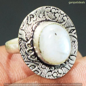 Rainbow Moonstone Gemstone Ethnic Handmade Ring Jewelry US Size- 5.25 GR-30493 - Picture 1 of 1