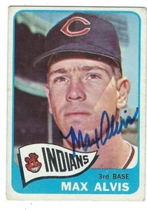 Autographed MAX ALVIS Cleveland Indians 1965 Topps Card, #185 - w/COA - Picture 1 of 1