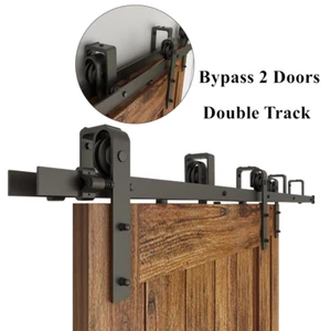 4-20 Fuß Schiebescheunentür Hardware Kit für Einzel/Doppel/Bypass 2 Türen - Bild 1 von 25