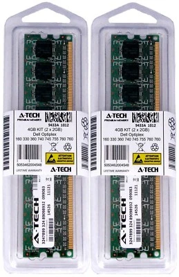 4GB KIT 2x 2GB Memory RAM for DELL OPTIPLEX 160 330 360 740 745 755 760 960 960D - Image 1 of 2