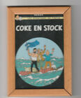 Carte Postale Tintin & Milou sous verre cadre bois Coke en stock Hergé