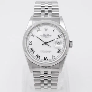 Rolex Datejust 36 16200 Steel Watch - White Roman, Jubilee - Pre-owned - Picture 1 of 13