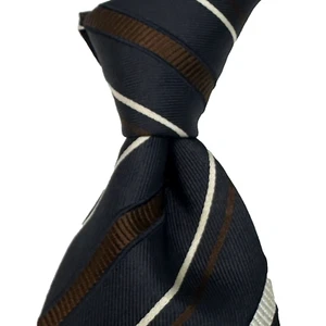 Canali Mens 100% Silk Repp Striped Tie Navy Blue Multicolor Stripe NeckTie Italy - Picture 1 of 9